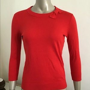 KATE SPADE RED COTTON CASHMERE BOW SWEATER XS